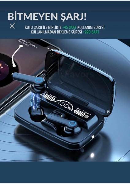 Bluetooth Kulaklık Kulakiçi Powerbanklı Çift Mikrofonlu Dokunmatik Kablosuz Earbuds F9 Pro