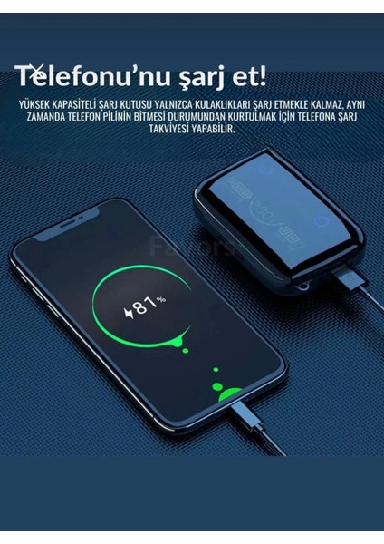 Bluetooth Kulaklık Kulakiçi Powerbanklı Çift Mikrofonlu Dokunmatik Kablosuz Earbuds F9 Pro