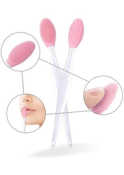 2 Adet Dudak Fırçası Peeling Etkili Gözenek Siyah Nokta Temizleyici Çift Yönl