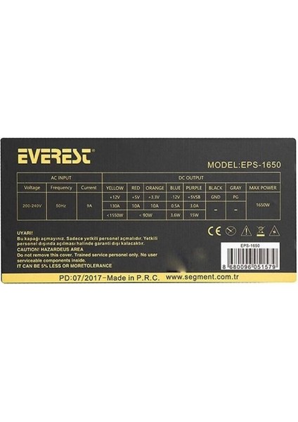 Everest 1650W EPS-1650 14CM Fanlı Power Supply Mining