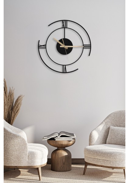 Roma Rakamlı Dekoratif Siyah Metal Duvar Saati 60X60CM [2341-60x60] fiyatları