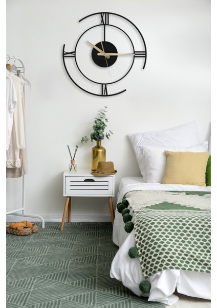 Roma Rakamlı Dekoratif Siyah Metal Duvar Saati 60X60CM [2341-60x60] modelleri