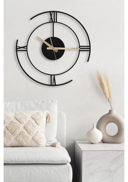 Roma Rakamlı Dekoratif Siyah Metal Duvar Saati 60X60CM [2341-60x60] fırsatları