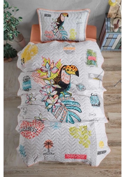 Clasy Tek Kişilik Yatak Örtüsü Paradise V1 Somon