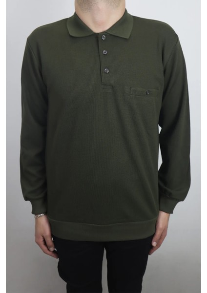Fistan Store Erkek Jakarlı Klasik Kesim Rahat Kalıp Polo Yaka Tek Cepli Kışlık Kazak