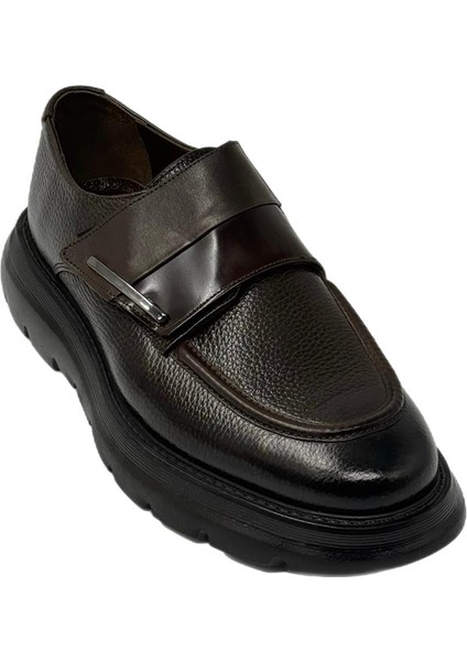 6874 Yüksek Tabanlı Parlak Günlük Spor Kundura Kahve modelleri