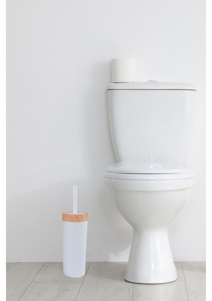 Bambu Desen Wc Klozet Fırçası Plastik, Tuvalet Banyo Wc Temizleme Fırçası Beyaz