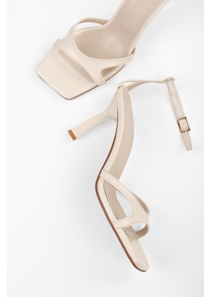 Kadın Violen Ekru Cilt Topuklu Ayakkabı modelleri