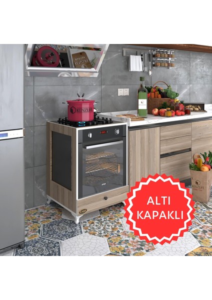 Kenzlife ankastre modülü kabini altın3 crd fırın ocak dolabı kapaklı ayaklı