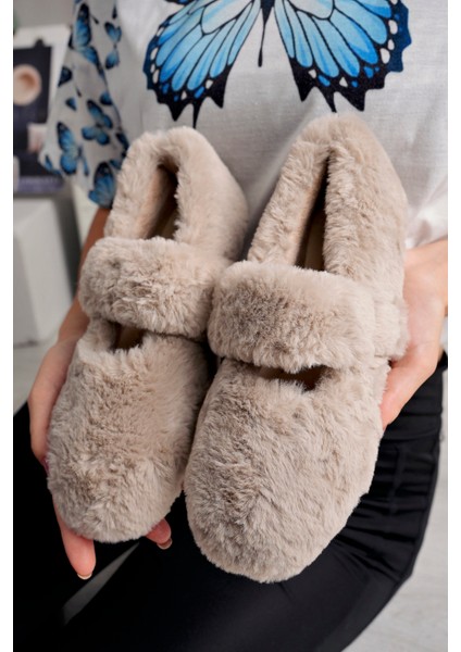 Ultra Yumuşak Peluş Kadın Ev Babeti Ses Yapmaz Hafif Taban Panduf