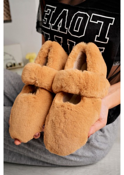 Ultra Yumuşak Peluş Kadın Ev Babeti Ses Yapmaz Hafif Taban Panduf