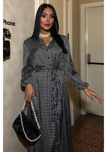 Ethereel Desenli Saten Elbise fiyatları