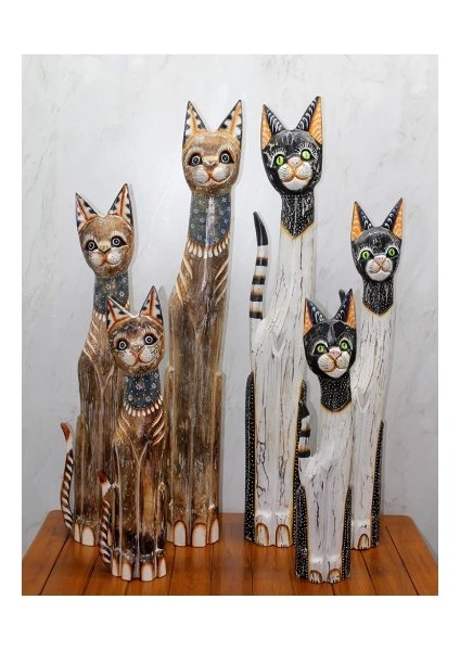 Ahşap 3'lü Kedi Seti 1 Metre Model 3