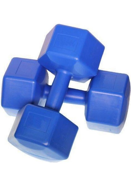 Dambıl Seti Vınyl 10 kg Ağırlık Seti 10 kg x 2 Adet = 20 kg Dumbell Set 10,5 kg Vinyl Mavi