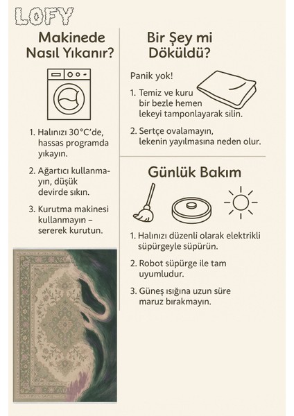 Dalga Desenli Retro Halı – Sanat Dokunuşlu Stil | Kaymaz Taban, Yıkanabilir, Evcil Dostu