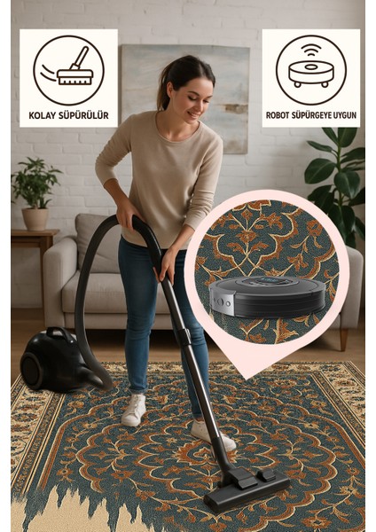 Damlayan Desenli Halı – Modern Tasarım | Kaymaz Tabanlı, Yıkanabilir, Bebek ve Evcil Dostu