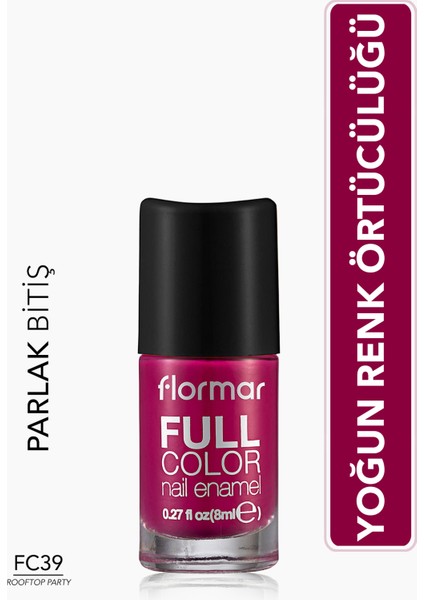 Full Color Ultra Yüksek Pigmentli & Parlak Bitişli Oje (FC39 Rooftop Party) 8682536065481