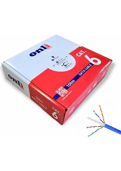 Onli 23AWG Utp Cat6 Network Kablosu Mavi 100MT Yerli Üretim