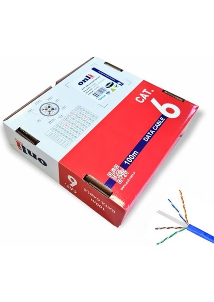 Onli 23AWG Utp Cat6 Network Kablosu Mavi 100MT Yerli Üretim