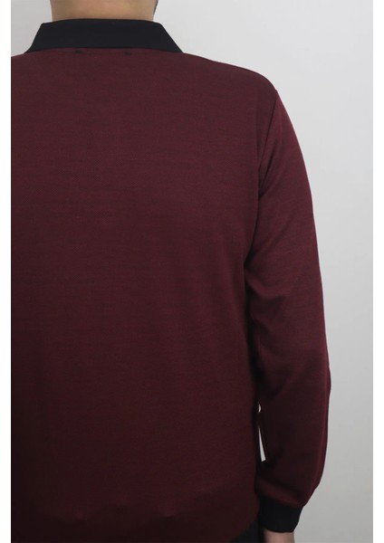 Fistan Store Erkek Kuş Gözü Desenli Klasik Kesim Rahat Kalıp Polo Yaka Tek Cepli Kışlık Kazak