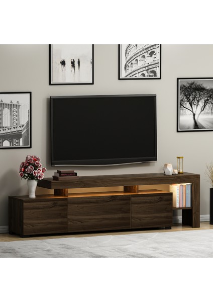 Beliz Ceviz Renk Işıklı Tv Ünitesi