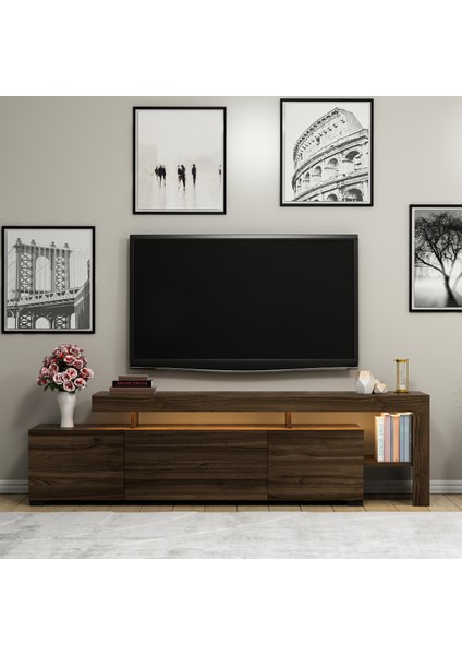 Beliz Ceviz Renk Işıklı Tv Ünitesi