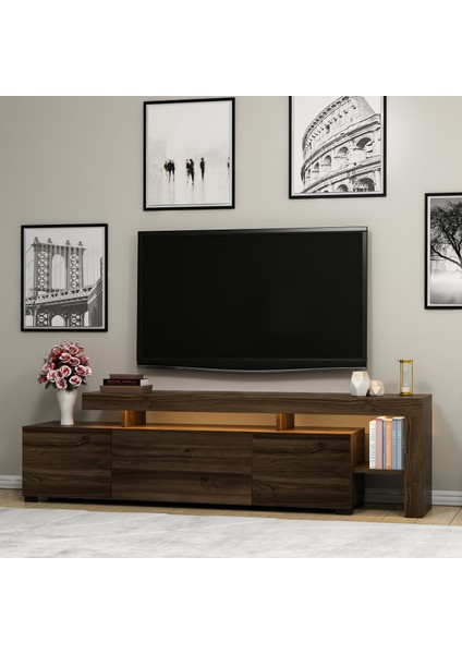 Beliz Ceviz Renk Işıklı Tv Ünitesi