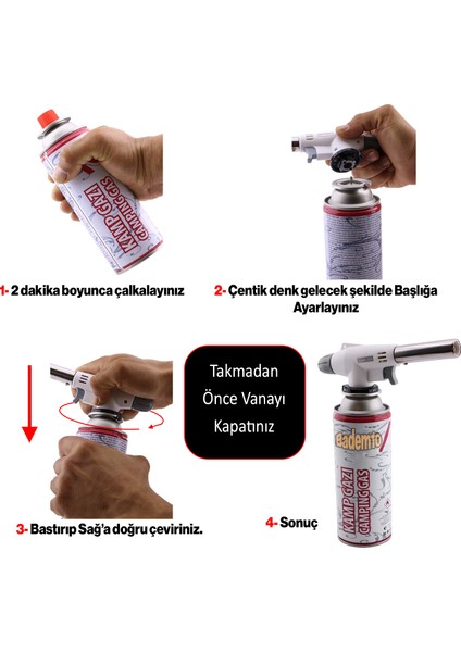 Çakmaklı Pürmüz Yedek Kartuşu Kamp Gazı 227 Gram Piknik Kamp Mangal Mutfak Ateş Tutuşturucu Set