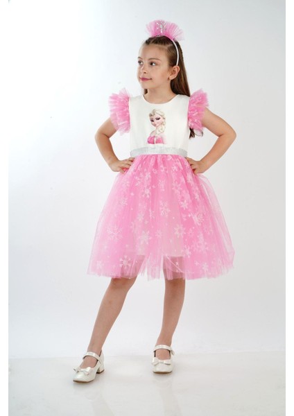 Elsa Karlar Kraliçesi Kız Çocuk Parti Elbisesi - Çocuksan Baby&Kids Wear - Abiye - Pembe - 8 Yaş - CS2023000044-PEMBE-8 Yaş