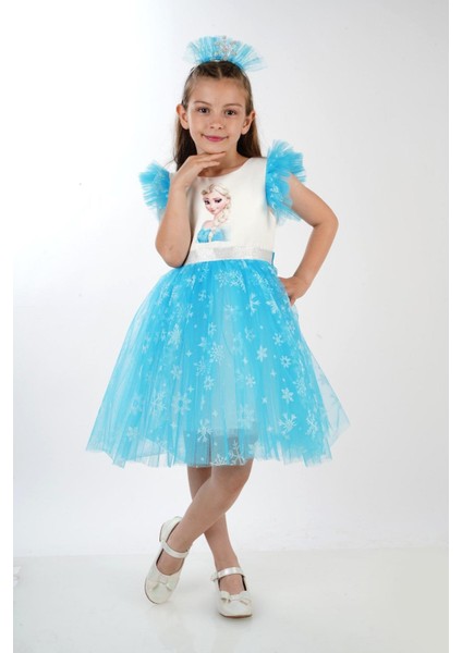 Elsa Karlar Kraliçesi Kız Çocuk Parti Elbisesi - Çocuksan Baby&Kids Wear - Abiye - Turkuaz - 2 Yaş - CS2023000044-TURKUAZ-2 Yaş