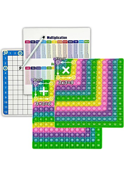 12*1212+12 Çarpma E Matematik Oyunları Uygulama Pop Oyuncaklar Silinebilir Kartlar ve Kalem, Montessori Kidscolor Için Eğitim Oyuncakları: Renkli Ma 12RS Seti (Yurt Dışından)