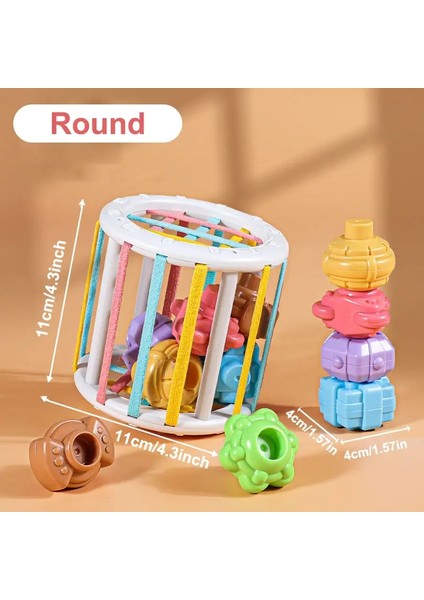 Montessori Bebek Oyuncaklar Yığın Çekme Blokları Oyunlar 0-12 Ay Renk Gölge Duygu Geliştirme Öğrenme Eğitim Oyuncaklar Bebekler Infantcolor: Yuvarlak (Yurt Dışından)