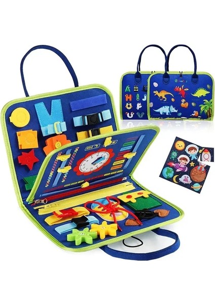 Montessori Kids Seyahat Oyuncak Keçe Etkinlik Sessiz Kitaplar Meşgul Kurulu Etkinliği Eğitim Duyusal Öğrenme Kitap Çizimi: Mavi (Yurt Dışından)