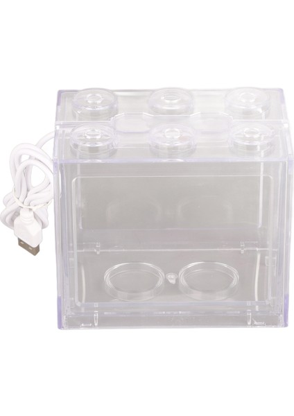 Dekoratif Mini Akvaryum USB LED Işık Lamba Balık Tankı Kutusu Ofis Çay Masası Dekor (Şeffaf) (Yurt Dışından)