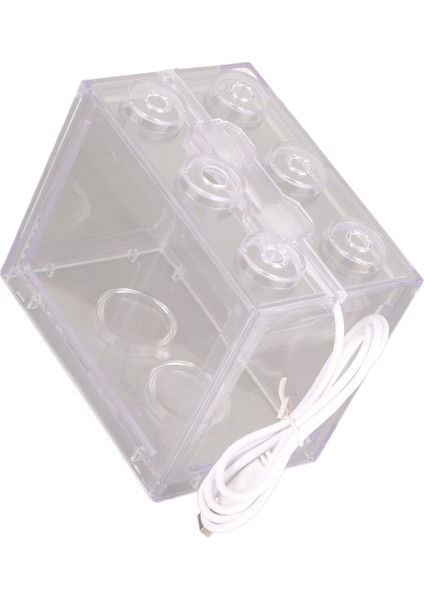 Dekoratif Mini Akvaryum USB LED Işık Lamba Balık Tankı Kutusu Ofis Çay Masası Dekor (Şeffaf) (Yurt Dışından)