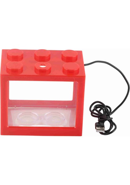 Dekoratif Mini Akvaryum USB LED Işık Lamba Balık Tankı Kutusu Ofis Çay Masası Dekor (Kırmızı) (Yurt Dışından)
