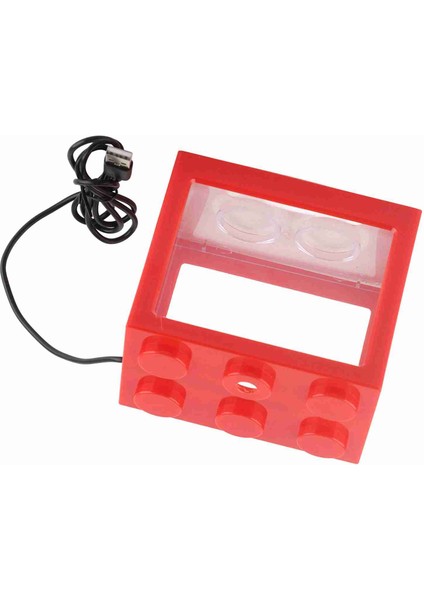 Dekoratif Mini Akvaryum USB LED Işık Lamba Balık Tankı Kutusu Ofis Çay Masası Dekor (Kırmızı) (Yurt Dışından)