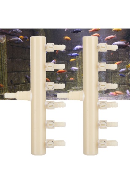 2 Adet Plastik Kolay Kullanım Akvaryum Hava Pompası Özel Splitter Vana Saptırıcı ile Ayarlanabilir Anahtarı Balık Tankları Accessory6 Yollu (Yurt Dışından)