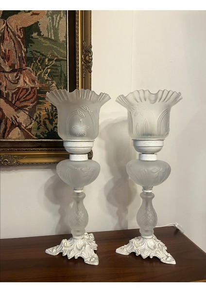Çap 21CM Yükseklik 46CM Beyaz Opal Cam Metal Lamba Klasik Kablolu Tuşlu 1 Adet indirimleri