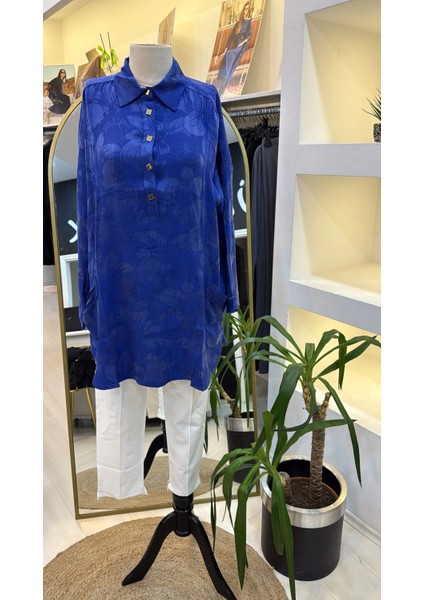 Çicek Desenli Tunik 7109 Saks