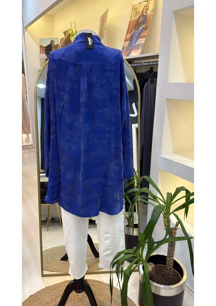 Çicek Desenli Tunik 7109 Saks