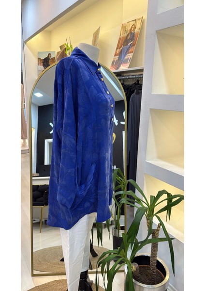 Çicek Desenli Tunik 7109 Saks