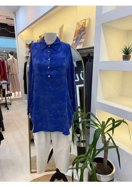Çicek Desenli Tunik 7109 Saks