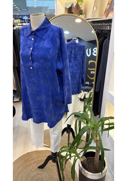 Çicek Desenli Tunik 7109 Saks
