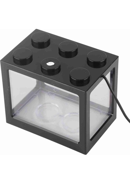 Dekoratif Mini Akvaryum USB LED Işık Lamba Balık Tankı Kutusu Ofis Çay Masası Dekor (Siyah) (Yurt Dışından)