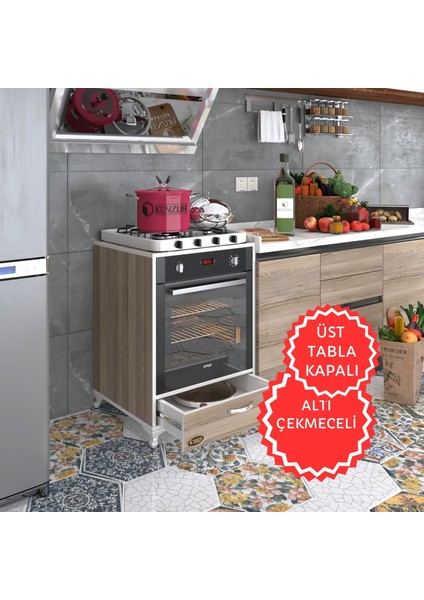 Kenzlife ankastre modülü kabini azot crd fırın ocak dolabı çekmeceli ayaklı sabit tabla