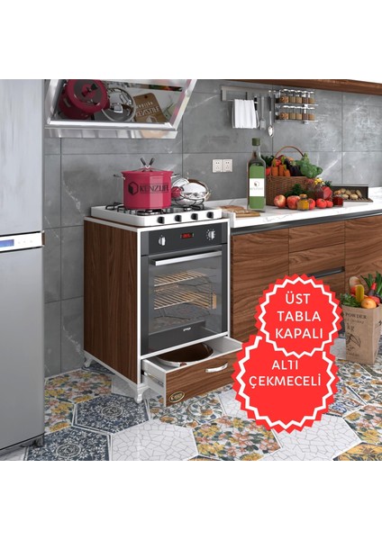 Kenzlife ankastre modülü kabini azot cvz fırın ocak dolabı çekmeceli ayaklı sabit tabla