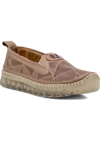 Mr White Toka Detaylı Şeffaf Taban Hakiki Deri Kadın Günlük Ayakkabı Vizon modelleri