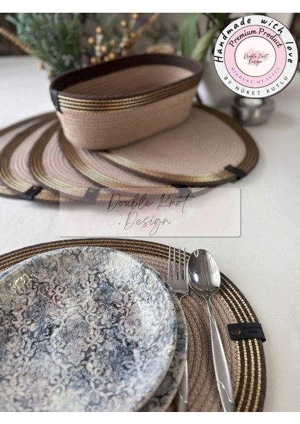 Oval Gold Detaylı Tress Supla Amerikan Servis Hediyelik Yemek Davet Masası