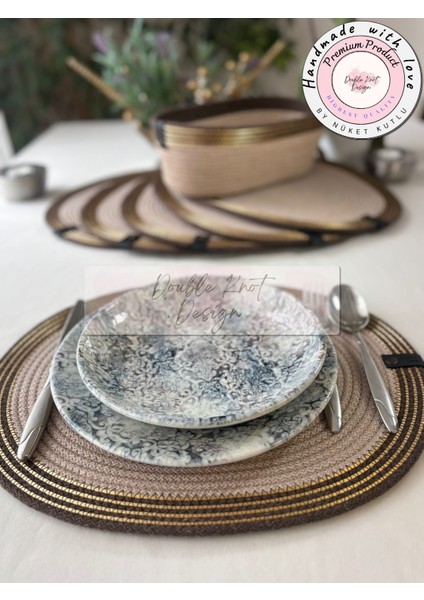Oval Gold Detaylı Tress Supla Amerikan Servis Hediyelik Yemek Davet Masası fiyatları